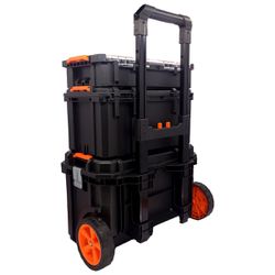 Kit 3 Caixas de Ferramentas Modular Com Rodas - Tactix