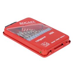 Jogo Brocas Haste Cilíndrica HSS DIN338N 13 peças 1/16pol a 1/4pol 5,0158 ROCAST