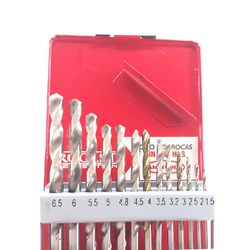 Jogo Brocas Haste Cilíndrica HSS DIN338N 13 peças 1,5 a 6,5mm 5,0159 ROCAST