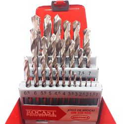 Jogo de Brocas Helicoidais Com Haste Cilíndrica em HSS Com 25 Peças (5,0161) - Rocast