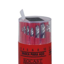 Jogo de Brocas Combinado 18 peças 3,0 a 10,0mm 53,0072 ROCAST