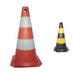 Cone Rígido PLT 75cm de altura PPS 04 PROTEPLUS Laranja e Branco