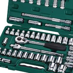 Jogo de Soquetes Sextavados 1/2'' 46 peças (8mm à 32mm) Sata