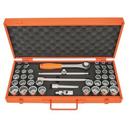 Maleta Com Soquetes Estriados e Acessórios 1/2'' - 43 Peças (44833/443) - Tramontina Pro