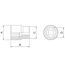Soquete Estriado 1'' x 1.5/8'' (44912/003) - Tramontina Pro