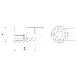 Soquete Estriado em Aço Cromo Vanádio 2.5/8'' - Encaixe 1'' Tramontina PRO