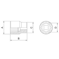 Soquete Estriado 1/2'' x 7/16'' (44834/103) - Tramontina Pro