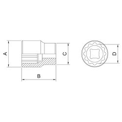 Soquete Estriado em Aço Cromo Vanádio 1/2'' - Encaixe 1/2'' Tramontina PRO