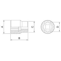 Soquete Estriado em Aço Cromo Vanádio 3/4'' - Encaixe 1/2'' Tramontina PRO