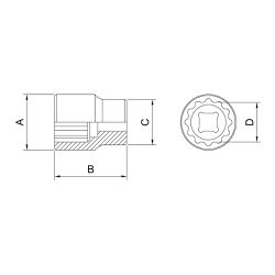 Soquete Estriado 1/2'' x 7/8'' (44834/110) - Tramontina Pro