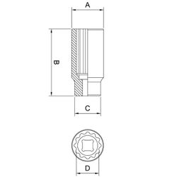 Soquete Estriado Longo 1/2'' x 15mm (44829/115) - Tramontina Pro