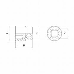 Soquete Estriado em Aço Cromo Vanádio 50mm Encaixe 1'' - Tramontina PRO