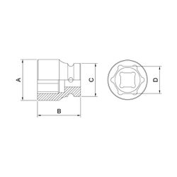 Soquete de Impacto Sextavado 1'' x 3/4'' (44892/105) - Tramontina Pro