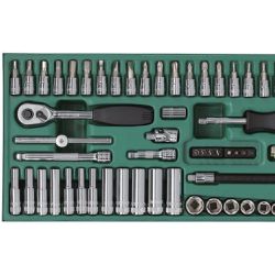 Jogo de Soquetes Sextavados 1/4'' 66 peças (3,5mm à 14mm) Sata