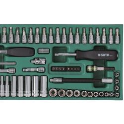 Jogo de Soquetes Sextavados 1/4'' 66 peças (3,5mm à 14mm) Sata
