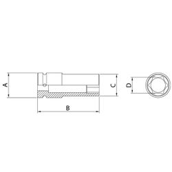 Soquete de Impacto Sextavado Longo 1/4'' x 12mm (44883/112) - Tramontina Pro
