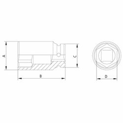 Soquete de Impacto Sextavado Longo em Aço Cromo Molibdênio 7/8'' - Encaixe 1'' Tramontina PRO