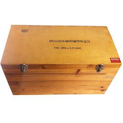 Jogo com 6 Micrômetros Externos Analógicos Arco Ferro 150 a 300mm 2,0011 ZAAS