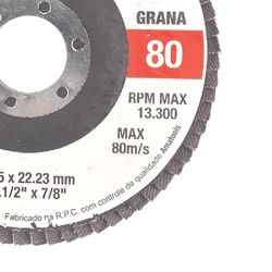 Disco de Lixa Flap 115 x 22mm 4.1/2pol x 7/8pol Gr 80 102,0003 ROCAST