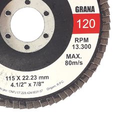 Disco de Lixa Flap 4.1/2'' Gr 120 (102,0004) - Rocast