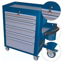 Carrinho Para Ferramentas Fechado Com 6 Gavetas Azul (C08) - Fercar