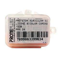 Protetor Auricular Silicone Bicolor Cordão Algodão 15DB PPA 04 PROTEPLUS