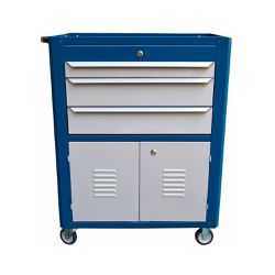 Carrinho Para Ferramentas Fechado Com 3 Gavetas Azul (C06) - Fercar