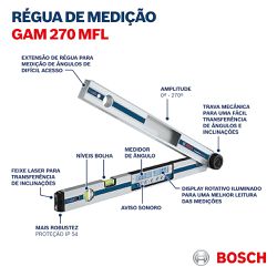 Medidor de ângulos e inclinação Bosch GAM 270 MFL 270º
