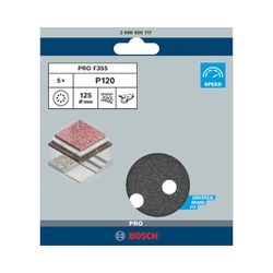 Disco de Lixa Com Velcro 125mm - GR. 120 Com 5 Peças (2608605117) - Bosch