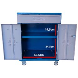 Carrinho Para Ferramentas Fechado Com 1 Gaveta Azul (C07) - Fercar