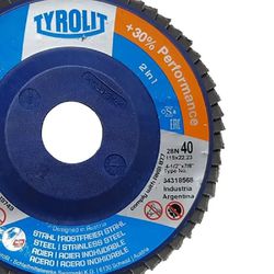 Disco de Lixa Flap Plano 115mm Grana 40 - Basic 28N - 34318568 - TYROLIT