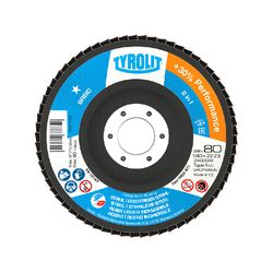 Disco de Lixa Flap Plano 180mm Grana 80 - Basic 28N - 34318580 - TYROLIT
