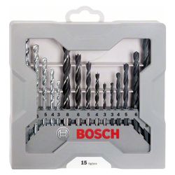 Jogo brocas Concreto, metal e Madeira Bosch 3-8mm 15 peças