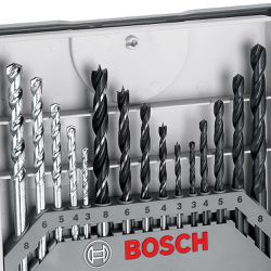 Jogo brocas Concreto, metal e Madeira Bosch 3-8mm 15 peças