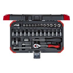 Jogo de Soquetes Sextavados 1/4'' 4 à 13mm 33 Peças 3300051 - Gedore Red