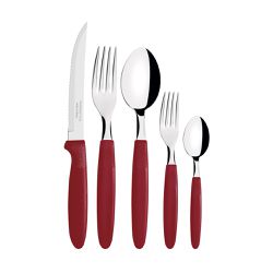 Faqueiro Ipanema em Aço Inox Vermelho 30 Peças - Tramontina