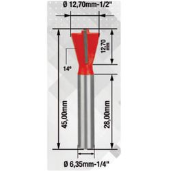 Fresa Para Tupia Rabo de Andorinha 1/2'' x 1/4'' (91,0007) - Rocast
