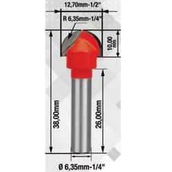 Fresa Para Tupia Rasgo em U 1/2'' x 1/4'' (91,0006) - Rocast