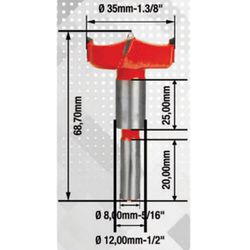 Fresa Para Tupia Tipo Caneco Com 2 Dentes - 35mm (91,0015) - Rocast
