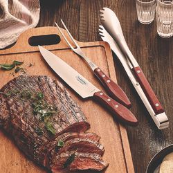 Jogo Churrasco 3 Peças Polywood Vermelho - Tramontina