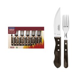 Jogo de Talheres Jumbo p/ Churrasco 12 Peças Polywood Castanho - Tramontina