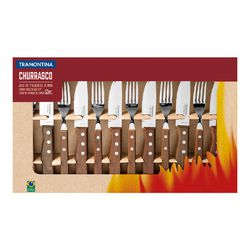Jogo de Talheres Jumbo p/ Churrasco 12 Peças em Madeira Natural - Tramontina