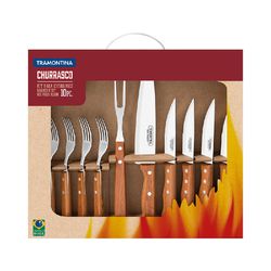 Kit Churrasco 10 Peças em Madeira Natural - Tramontina