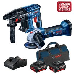 Kit Bosch Martelete + Esmerilhadeira + 2 Baterias 18V + Maleta - Bosch