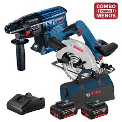 Kit Bosch Martelete + Serra Circular + 2 Baterias 18V + Maleta - Bosch