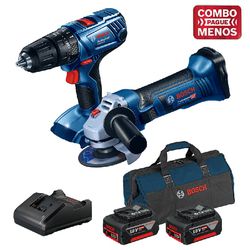 Kit Bosch Furadeira/Parafus + Esmerilhadeira + 2 Baterias 18V + Maleta - Bosch