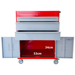 Carrinho Para Ferramentas Fechado Com 3 Gavetas Vermelho (C06) - Fercar