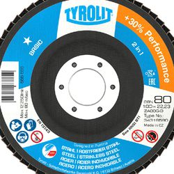 Combo Disco de Lixa Flap Plano 180mm Grana 80 - Basic 28N - 34318580 - TYROLIT