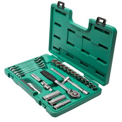 Jogo de Soquetes Estriados Com 18 Peças (ST09203SJ) - Sata