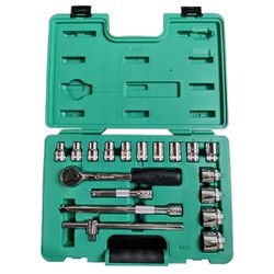 Jogo de Soquetes Estriados Com 18 Peças (ST09203SJ) - Sata